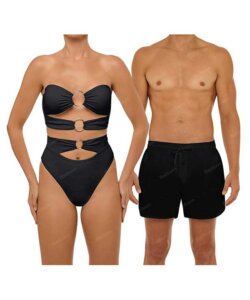 Newest Couple's Swim Collection ​BSWS-TB99 & BSMS-S08 in Nero by Bali Swim