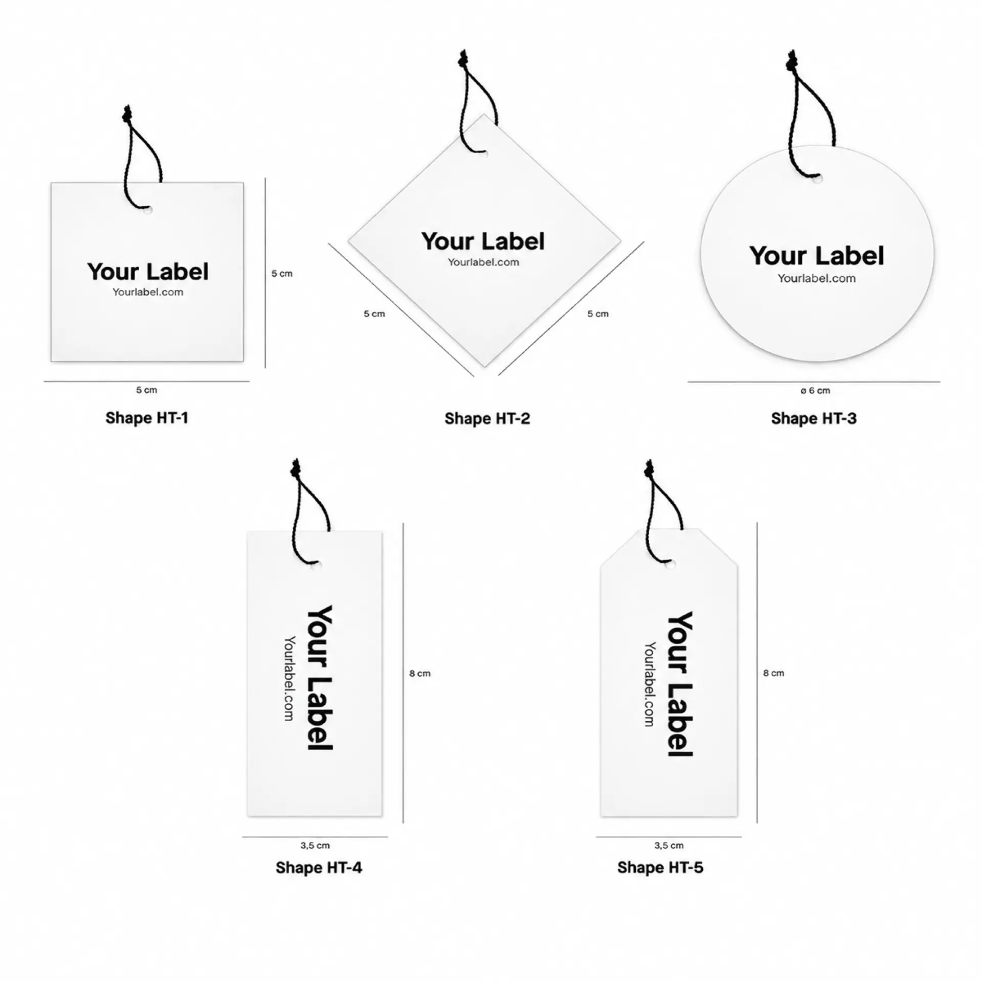 Hang tag shape options