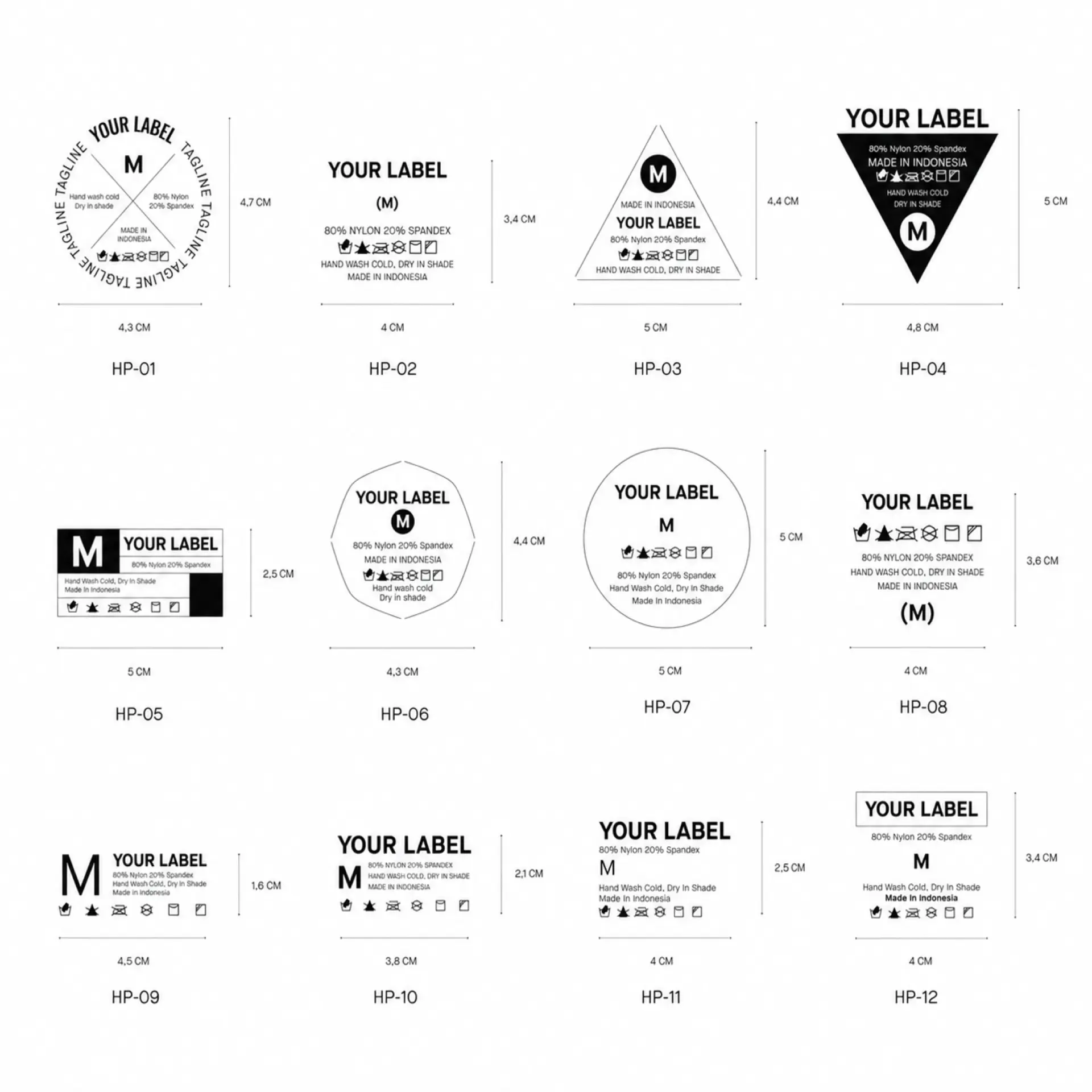 Heat-transfer label options in black and white