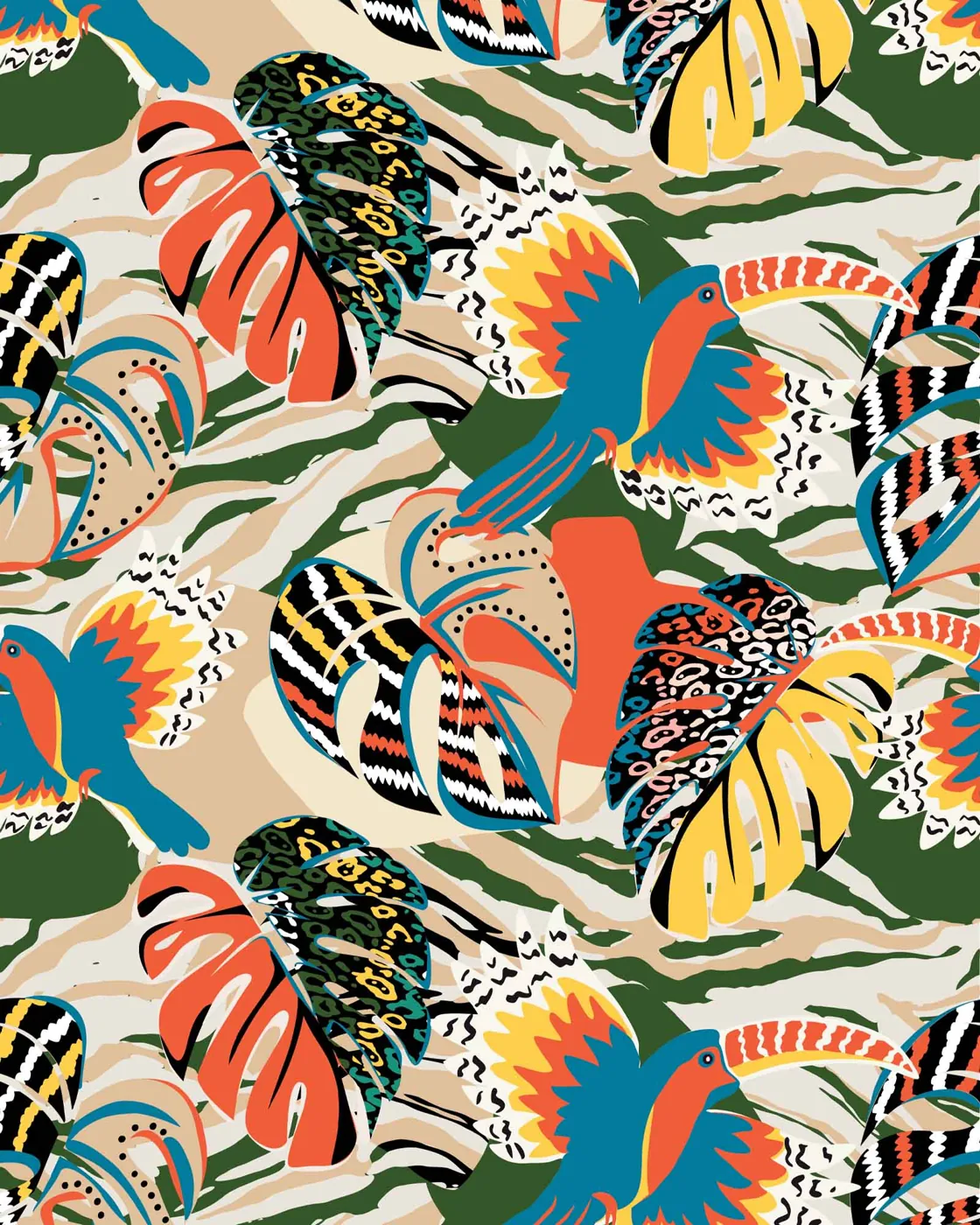 Toucan swimwear print on Carvico Brisbane Recycled fabric