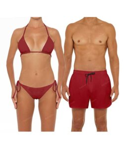 Newest Couple's Swim Collection ​BSWS-TB16 & BSMS-S08 in Sporting Red by Bali Swim