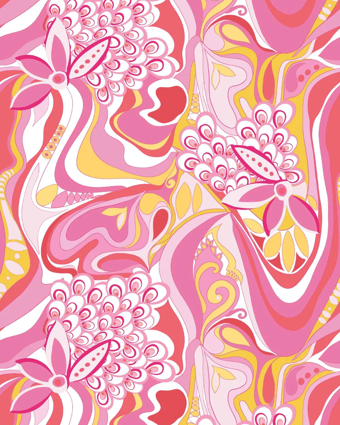 Pink Peafowl swimwear print on Carvico Brisbane Recycled fabric