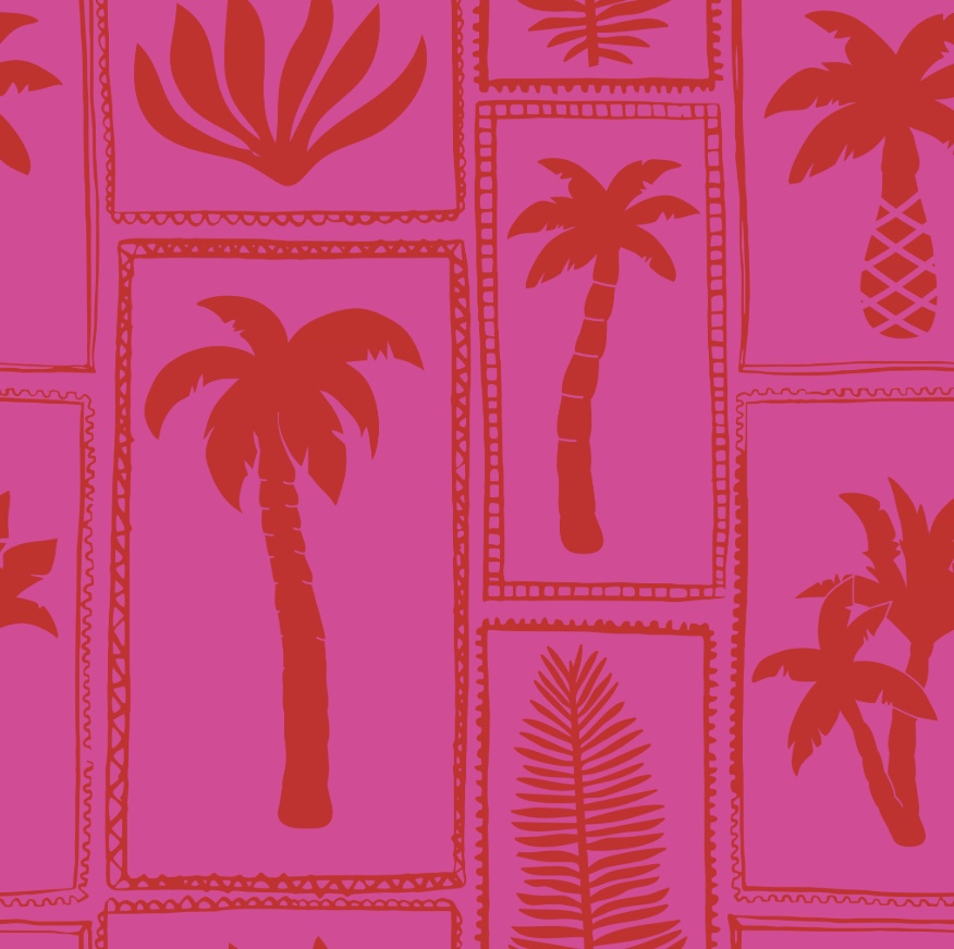 Palm Stamp print on swim fabric