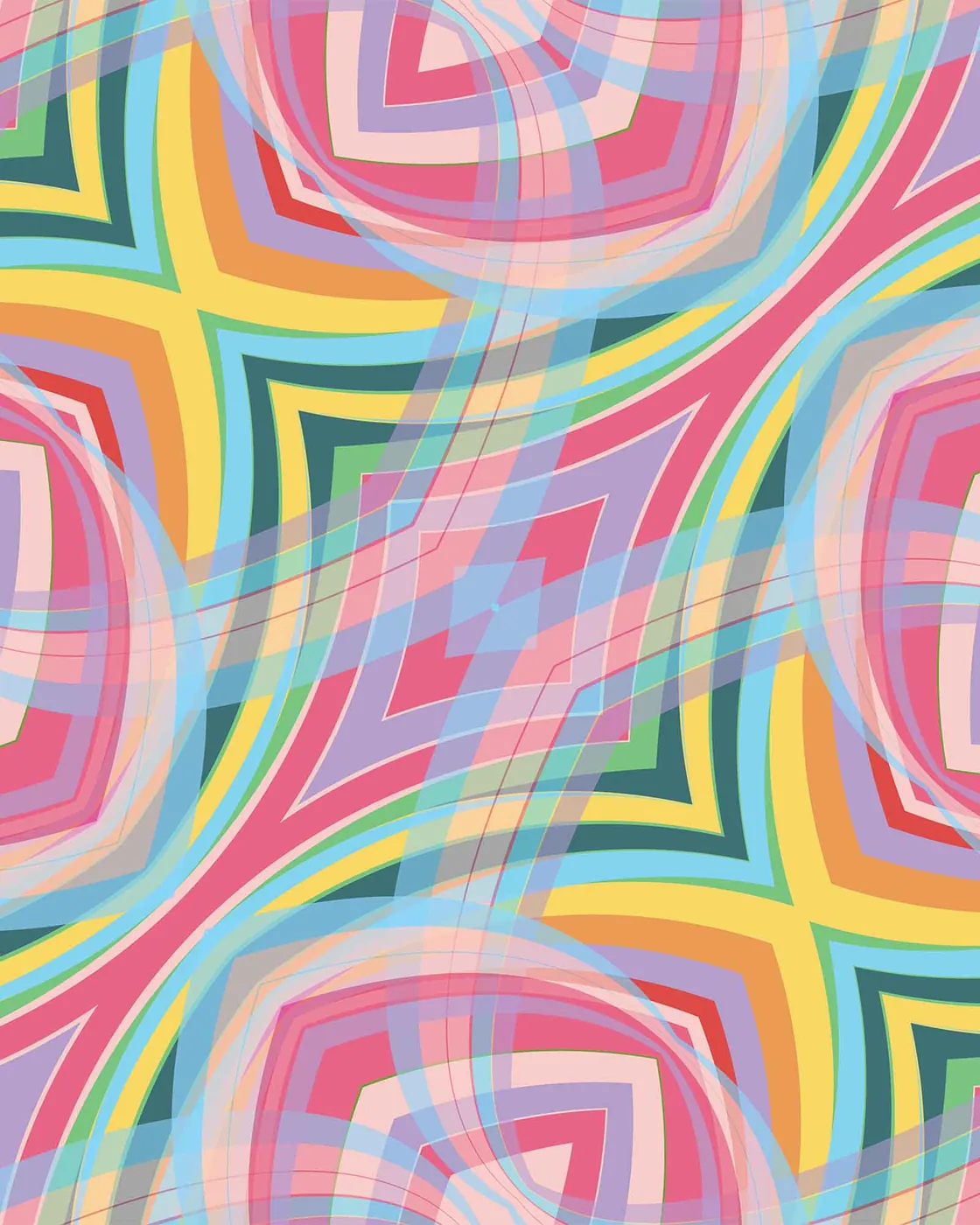 Kaleidoscope swimwear print on Carvico Brisbane Recycled fabric