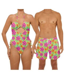 Newest Couple's Swim Collection ​BSWS-S64 & BSMS-S11 in Day Tropic by Bali Swim