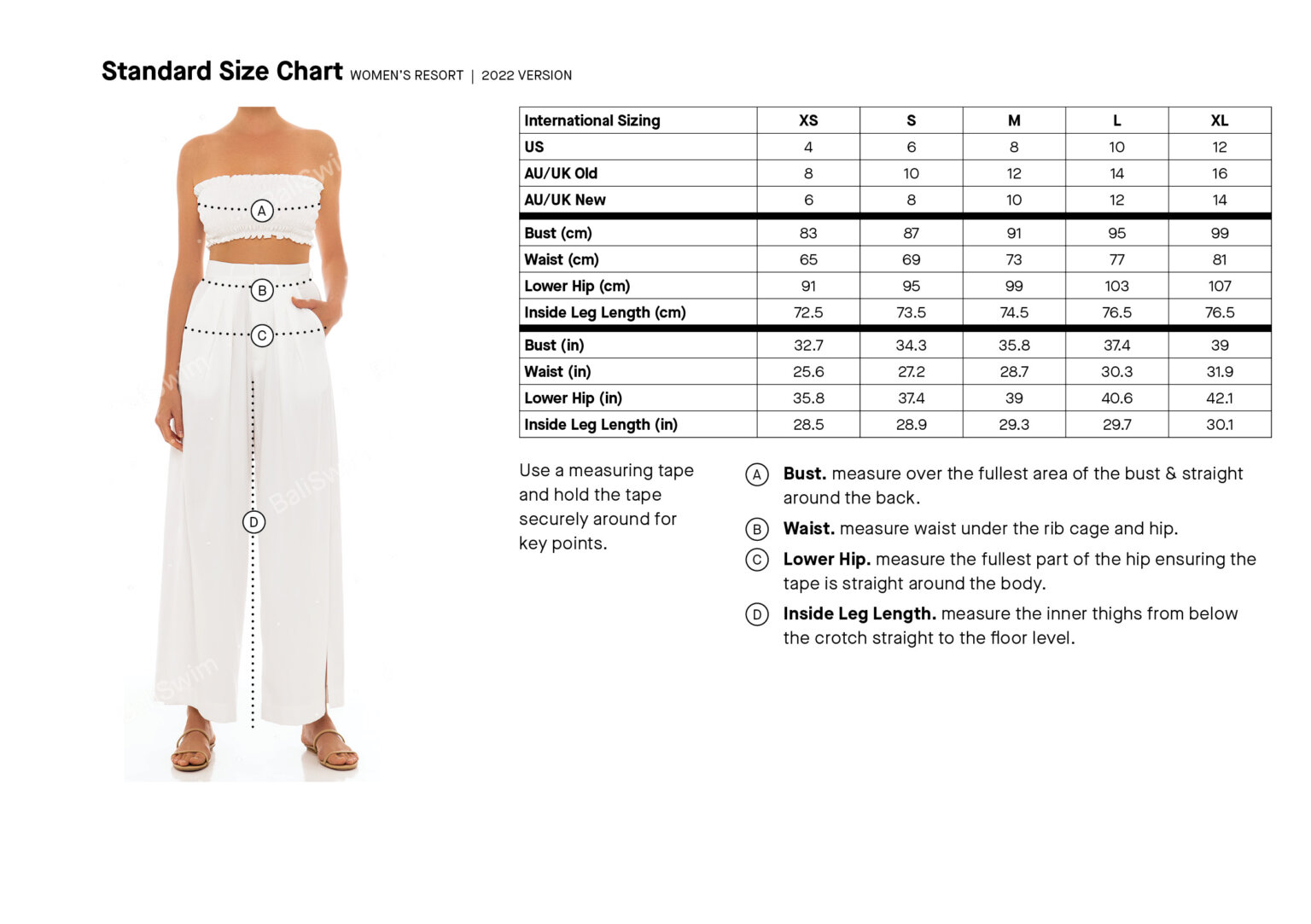 Size Guide — Bali Swim