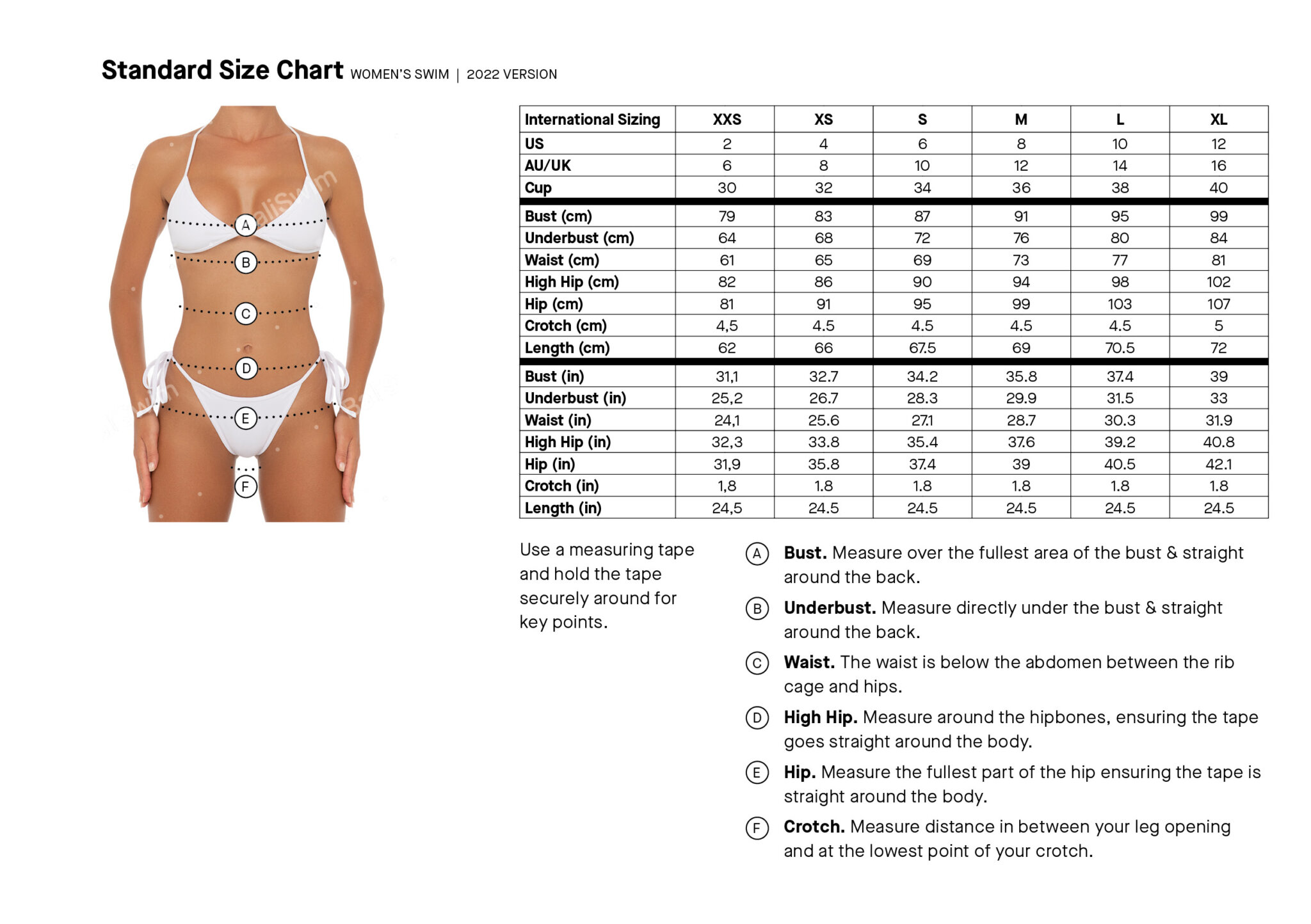 Size Guide — Bali Swim