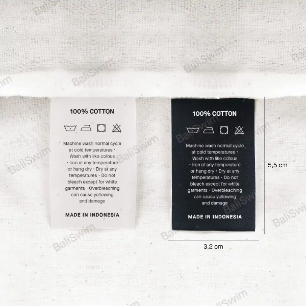 Sateen Tape Care Instruction Cotton by Bali Swim